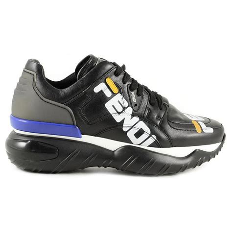 fendi sneakers women black|fendi black leather sneakers.